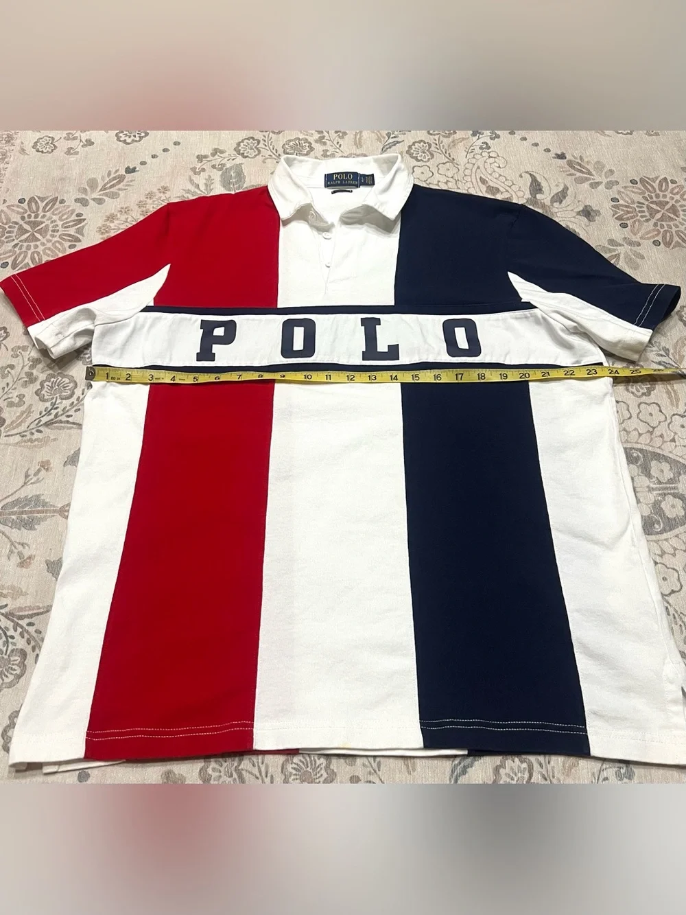 Polo Ralph Lauren Classic Fit Cotton Rugby Shirt Red/White/Blue Men’s Large